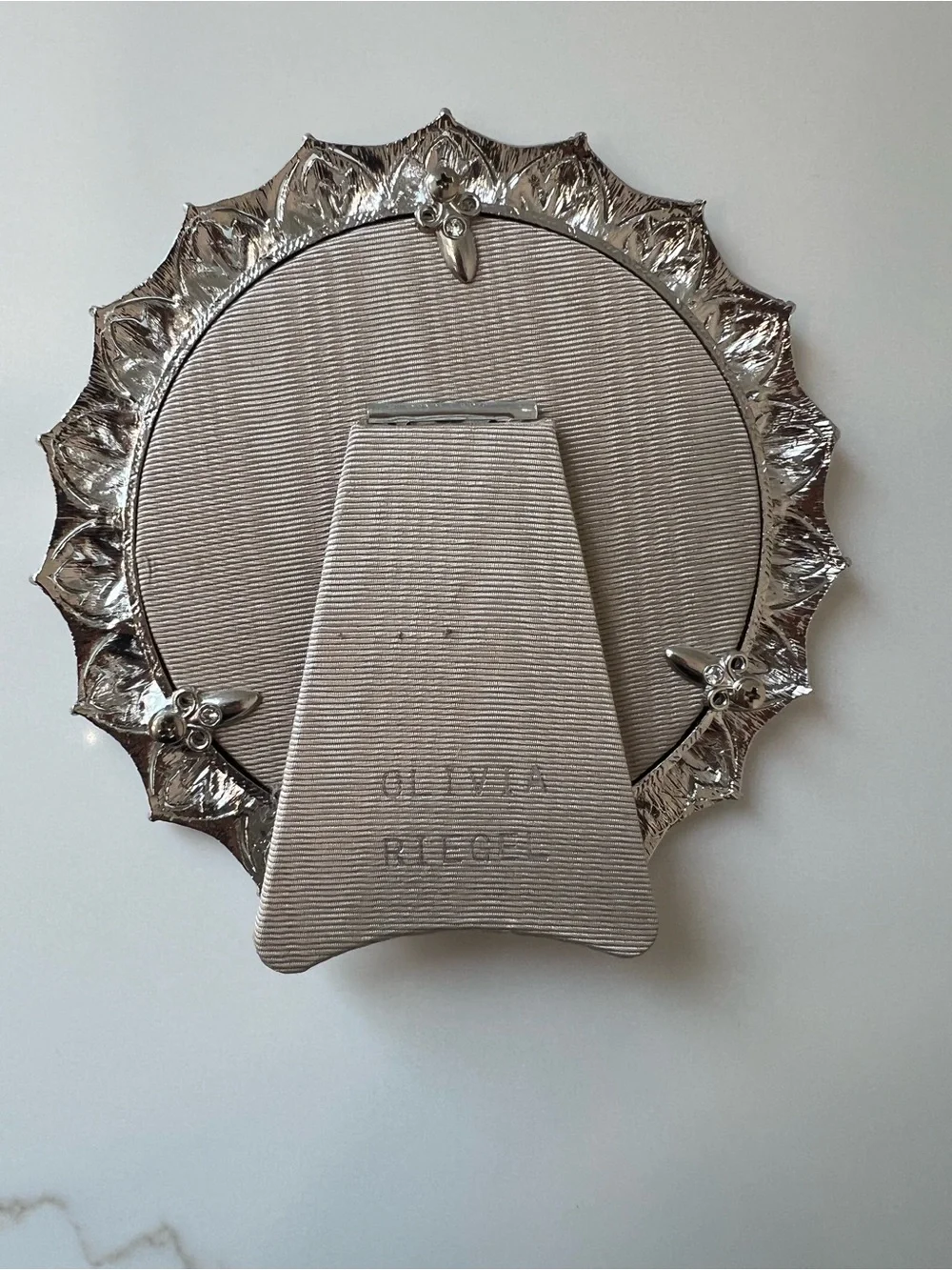 Olivia Riegel Ornate Silver and Rhinestone Round Picture Frame